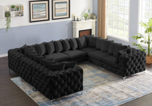 Tremblay Velvet / Engineered Wood / Metal / Foam Contemporary Black Velvet Modular Sectional - 138" W x 108" D x 33" H
