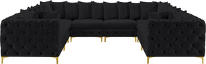 Tremblay Velvet / Engineered Wood / Metal / Foam Contemporary Black Velvet Modular Sectional - 138" W x 108" D x 33" H