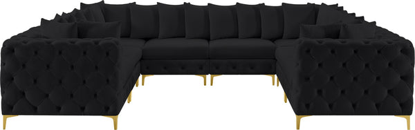 Tremblay Velvet / Engineered Wood / Metal / Foam Contemporary Black Velvet Modular Sectional - 138" W x 108" D x 33" H