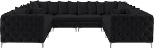 Tremblay Velvet / Engineered Wood / Metal / Foam Contemporary Black Velvet Modular Sectional - 138" W x 108" D x 33" H