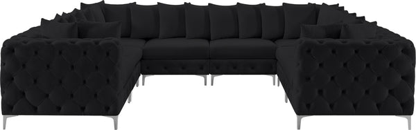 Tremblay Velvet / Engineered Wood / Metal / Foam Contemporary Black Velvet Modular Sectional - 138" W x 108" D x 33" H