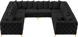 Tremblay Velvet / Engineered Wood / Metal / Foam Contemporary Black Velvet Modular Sectional - 138" W x 108" D x 33" H