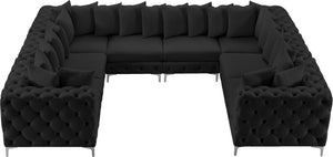 Tremblay Velvet / Engineered Wood / Metal / Foam Contemporary Black Velvet Modular Sectional - 138" W x 108" D x 33" H