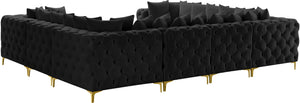 Tremblay Velvet / Engineered Wood / Metal / Foam Contemporary Black Velvet Modular Sectional - 138" W x 108" D x 33" H