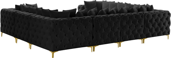 Tremblay Velvet / Engineered Wood / Metal / Foam Contemporary Black Velvet Modular Sectional - 138" W x 108" D x 33" H