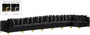Tremblay Velvet / Engineered Wood / Metal / Foam Contemporary Black Velvet Modular Sectional - 228" W x 69" D x 33" H