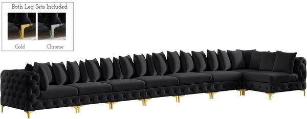 Tremblay Velvet / Engineered Wood / Metal / Foam Contemporary Black Velvet Modular Sectional - 228" W x 69" D x 33" H