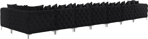 Tremblay Velvet / Engineered Wood / Metal / Foam Contemporary Black Velvet Modular Sectional - 228" W x 69" D x 33" H