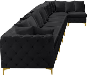 Tremblay Velvet / Engineered Wood / Metal / Foam Contemporary Black Velvet Modular Sectional - 228" W x 69" D x 33" H