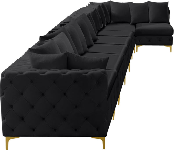 Tremblay Velvet / Engineered Wood / Metal / Foam Contemporary Black Velvet Modular Sectional - 228" W x 69" D x 33" H