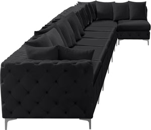 Tremblay Velvet / Engineered Wood / Metal / Foam Contemporary Black Velvet Modular Sectional - 228" W x 69" D x 33" H