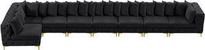 Tremblay Velvet / Engineered Wood / Metal / Foam Contemporary Black Velvet Modular Sectional - 228" W x 69" D x 33" H