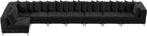 Tremblay Velvet / Engineered Wood / Metal / Foam Contemporary Black Velvet Modular Sectional - 228" W x 69" D x 33" H