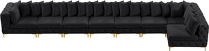 Tremblay Velvet / Engineered Wood / Metal / Foam Contemporary Black Velvet Modular Sectional - 228" W x 69" D x 33" H