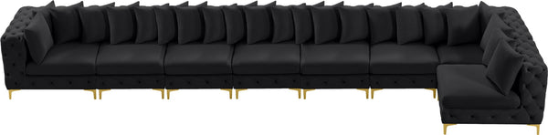 Tremblay Velvet / Engineered Wood / Metal / Foam Contemporary Black Velvet Modular Sectional - 228" W x 69" D x 33" H