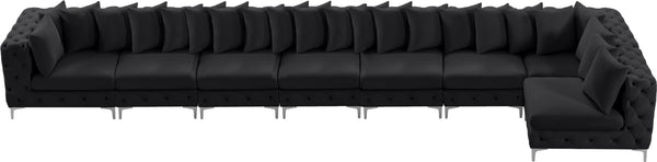 Tremblay Velvet / Engineered Wood / Metal / Foam Contemporary Black Velvet Modular Sectional - 228" W x 69" D x 33" H