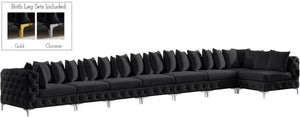 Tremblay Velvet / Engineered Wood / Metal / Foam Contemporary Black Velvet Modular Sectional - 228" W x 69" D x 33" H