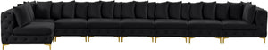Tremblay Velvet / Engineered Wood / Metal / Foam Contemporary Black Velvet Modular Sectional - 228" W x 69" D x 33" H