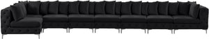 Tremblay Velvet / Engineered Wood / Metal / Foam Contemporary Black Velvet Modular Sectional - 228" W x 69" D x 33" H
