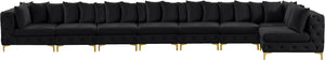 Tremblay Velvet / Engineered Wood / Metal / Foam Contemporary Black Velvet Modular Sectional - 228" W x 69" D x 33" H