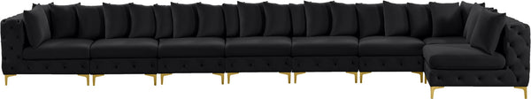 Tremblay Velvet / Engineered Wood / Metal / Foam Contemporary Black Velvet Modular Sectional - 228" W x 69" D x 33" H