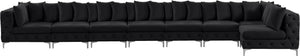 Tremblay Velvet / Engineered Wood / Metal / Foam Contemporary Black Velvet Modular Sectional - 228" W x 69" D x 33" H