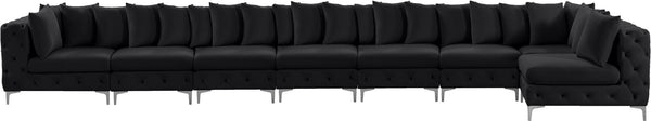 Tremblay Velvet / Engineered Wood / Metal / Foam Contemporary Black Velvet Modular Sectional - 228" W x 69" D x 33" H