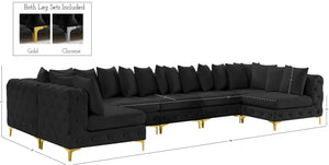 Tremblay Velvet / Engineered Wood / Metal / Foam Contemporary Black Velvet Modular Sectional - 198" W x 69" D x 33" H