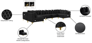 Tremblay Velvet / Engineered Wood / Metal / Foam Contemporary Black Velvet Modular Sectional - 198" W x 69" D x 33" H