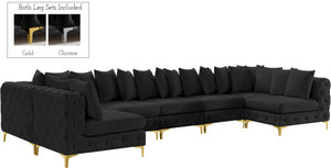 Tremblay Velvet / Engineered Wood / Metal / Foam Contemporary Black Velvet Modular Sectional - 198" W x 69" D x 33" H