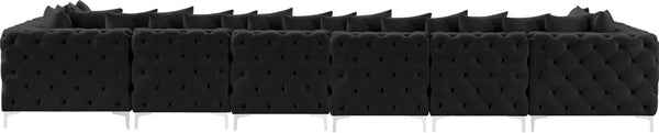 Tremblay Velvet / Engineered Wood / Metal / Foam Contemporary Black Velvet Modular Sectional - 198" W x 69" D x 33" H