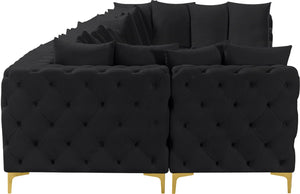 Tremblay Velvet / Engineered Wood / Metal / Foam Contemporary Black Velvet Modular Sectional - 198" W x 69" D x 33" H