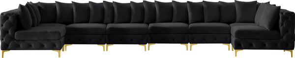 Tremblay Velvet / Engineered Wood / Metal / Foam Contemporary Black Velvet Modular Sectional - 198" W x 69" D x 33" H