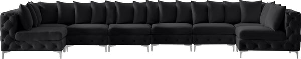 Tremblay Velvet / Engineered Wood / Metal / Foam Contemporary Black Velvet Modular Sectional - 198" W x 69" D x 33" H