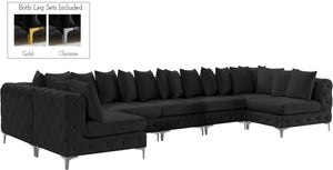 Tremblay Velvet / Engineered Wood / Metal / Foam Contemporary Black Velvet Modular Sectional - 198" W x 69" D x 33" H