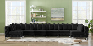Tremblay Velvet / Engineered Wood / Metal / Foam Contemporary Black Velvet Modular Sectional - 198" W x 69" D x 33" H