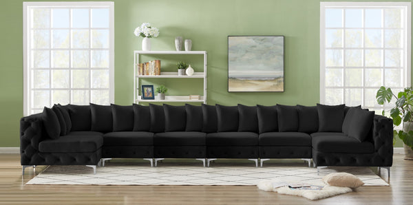 Tremblay Velvet / Engineered Wood / Metal / Foam Contemporary Black Velvet Modular Sectional - 198" W x 69" D x 33" H