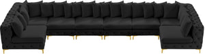 Tremblay Velvet / Engineered Wood / Metal / Foam Contemporary Black Velvet Modular Sectional - 198" W x 69" D x 33" H