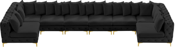Tremblay Velvet / Engineered Wood / Metal / Foam Contemporary Black Velvet Modular Sectional - 198" W x 69" D x 33" H