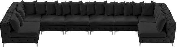 Tremblay Velvet / Engineered Wood / Metal / Foam Contemporary Black Velvet Modular Sectional - 198" W x 69" D x 33" H