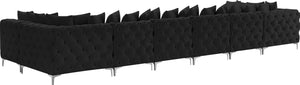 Tremblay Velvet / Engineered Wood / Metal / Foam Contemporary Black Velvet Modular Sectional - 198" W x 69" D x 33" H