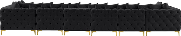Tremblay Velvet / Engineered Wood / Metal / Foam Contemporary Black Velvet Modular Sectional - 198" W x 69" D x 33" H