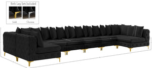 Tremblay Velvet / Engineered Wood / Metal / Foam Contemporary Black Velvet Modular Sectional - 228" W x 69" D x 33" H