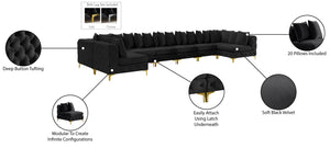 Tremblay Velvet / Engineered Wood / Metal / Foam Contemporary Black Velvet Modular Sectional - 228" W x 69" D x 33" H