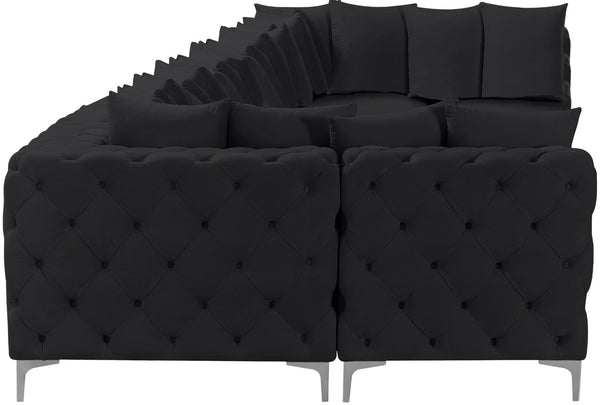 Tremblay Velvet / Engineered Wood / Metal / Foam Contemporary Black Velvet Modular Sectional - 228" W x 69" D x 33" H