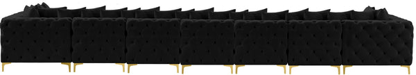 Tremblay Velvet / Engineered Wood / Metal / Foam Contemporary Black Velvet Modular Sectional - 228" W x 69" D x 33" H