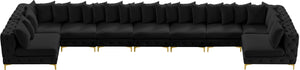 Tremblay Velvet / Engineered Wood / Metal / Foam Contemporary Black Velvet Modular Sectional - 228" W x 69" D x 33" H