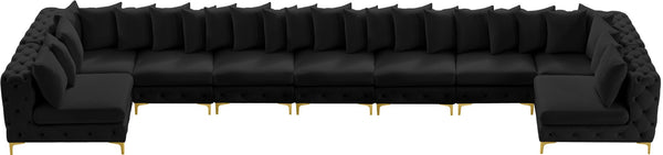 Tremblay Velvet / Engineered Wood / Metal / Foam Contemporary Black Velvet Modular Sectional - 228" W x 69" D x 33" H
