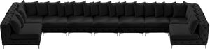 Tremblay Velvet / Engineered Wood / Metal / Foam Contemporary Black Velvet Modular Sectional - 228" W x 69" D x 33" H