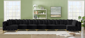 Tremblay Velvet / Engineered Wood / Metal / Foam Contemporary Black Velvet Modular Sectional - 228" W x 69" D x 33" H